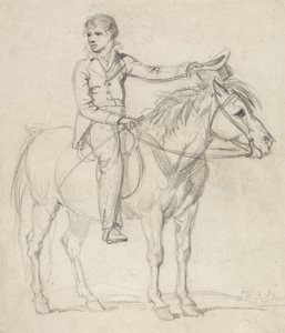 Lord Stanhope (1753-1816) som en gutt som rir på en ponni (blyant på papir) av James Ward