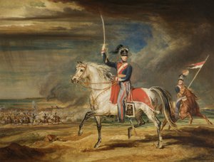 Sir John Leicester, Bt, utøver sitt regiment av Cheshire Yeomanry på sanden ved Liverpool, 1824 av James Ward