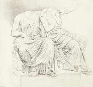 Studie av to hodeløse klassiske statuer (blyant på papir) av James Ward