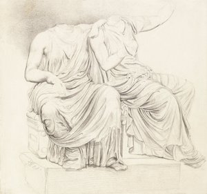 Studie av to hodeløse klassiske statuer av James Ward