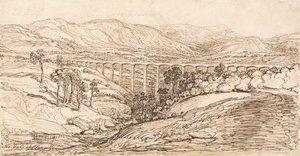 The Vale of Llangollen (penn og brunt blekk på papir) av James Ward