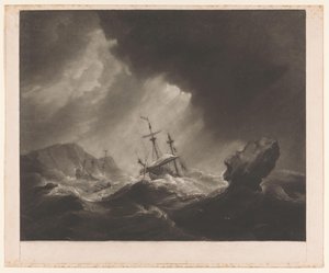 Storm til sjøs med forlis og synkende skip