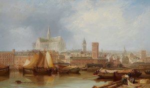 Utsikt over Köln med den uferdige katedralen av James Webb