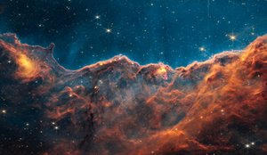 Carina Nebula Jets (NIRCam Narrowband Filters Compass Image) Uannotert av James Webb Space Telescope (NASA)