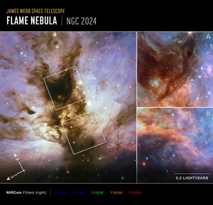 Flammetåken: Observasjoner fra Hubble og Webb (Compass-bilde) av James Webb Space Telescope (NASA)