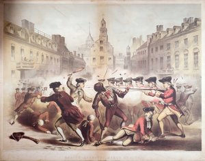 Crispus Attucks død ved massakren i Boston, 5. mars 1770, 1856 (chromolitho)