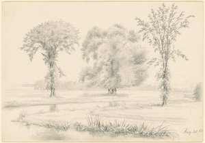 Landskap med tre trær av James Wells Champney