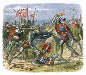 Kong Henry V angrepet av hertugen av Alencon i slaget ved Agincourt av James William Edmund Doyle