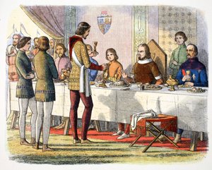 Prins Edward serverer John av Artois ved bordet etter å ha beseiret ham ved Poitiers, 1356 1864 av James William Edmund Doyle
