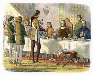 Prins Edward serverer kong John av Artois ved bordet etter å ha beseiret ham ved Poitiers av James William Edmund Doyle
