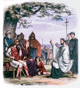 St Augustine forkynner for kong Ethelbert og dronning Bertha, 1800-tallet av James William Edmund Doyle