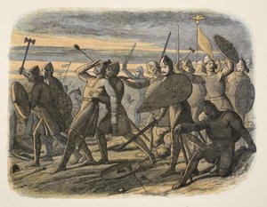 Harold IIs død i slaget ved Hastings, 1066, fra A Chronicle of England BC 55 til AD 1485, pub. London, 1863 av James William Edmund Doyle