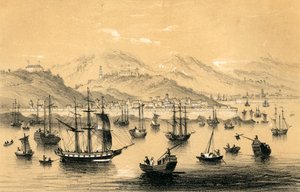 Amoy, en av de fem havnene som ble åpnet av den sene traktaten for britisk handel, 1847.