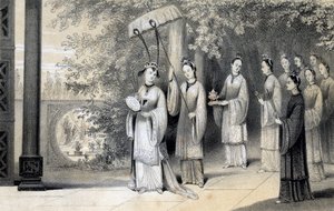 Keiserinnen og hennes ledsagere fortsatte til templet fra morbærlunden, 1847.