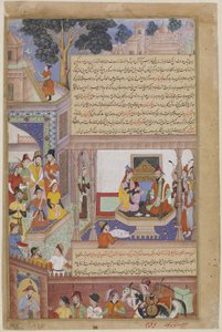 Kublai Khan and His Empress Enthroned, fra en Jami al-Twarikh (eller Chingiznama) (ugjennomsiktig akvarell, blekk og gull på papir) av Jami Jami