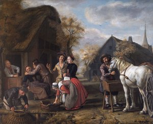En landsbyscene av Jan (1620 76) Victors