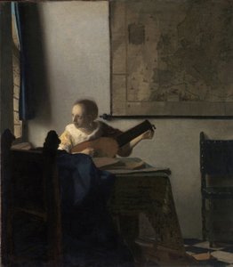 The Woman in the Lute - Maleri av Johannes Vermeer (Vermeer de Delft) (1632-1675), olje på lerret, ca 1663, 51,4x45,7 cm. Metropolitan Museum of Art, New York