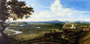 Utsikt over Nottingham fra øst, ca. 1695 (olje på lerret) av Jan (attr.to) Siberechts