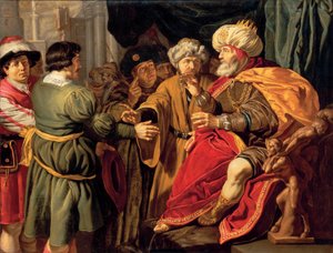 Josef tolker faraos drømmer (olje på lerret) av Jan (circle of) Tengnagel