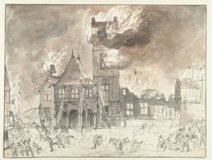 Brann i det gamle rådhuset i Amsterdam av Jan Abrahamsz. Beerstraten (possibly)