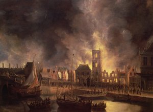 Den store brannen i det gamle rådhuset, Amsterdam, 1652, 1600-tallet