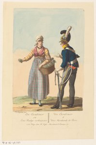 Kavalerisoldat og en reddikselger A Carabinier and a Radys-selger / Un Carabinier & Une Marchande de Rave (tittel på objekt)