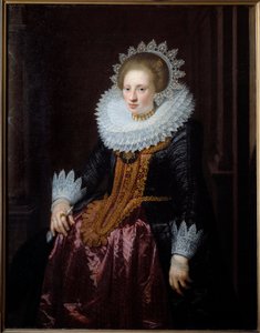 Portrait of Woman Tidligere kjent som Portrait of Madame Vrydags Van Vollenhoven son Maleri av Jan Van Ravesteyn (1570-1657) (ec.holl.) 1620 Søn. 1,34x1,04 m Lille, Musee des Beaux Arts