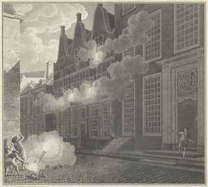 Avskalling av Lucas van Stevenincks hus, 1787 av Jan Arends (signed by artist)