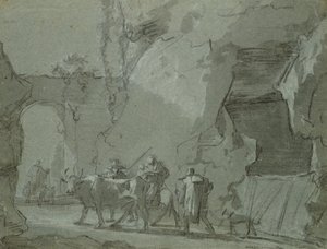 Shepherds in Front of an Archway, ca. 1650-52 (indisk blekk og kritt på papir)