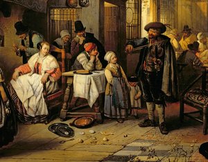 Interiør i en taverna med en blind spelemann, 1844 (panel) (detalj av 76798)