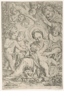 Den hellige familie med engler av Jan Baptist Herregouts