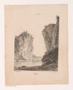 Rotsen langs het vann Bergarter (tittel på objekt) Prinsipper for landskap hentet fra naturen og utført på stein (serietittel) av Jan Baptiste de Jonghe