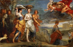 Merkur møter Herse - Merkur møter Herse - Jan Boeckhorst (1604-1668). Olje på lerret
