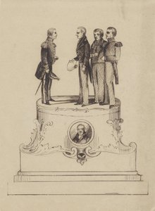 Design for et monument for 50 års uavhengighet fra kongeriket Nederland i 1863 av Jan Bos