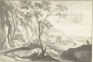 Fjelllandskap med figurer av Jan Both (possibly)
