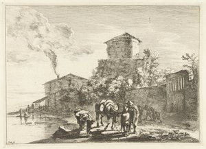 Menn og et muldyr på Via Appia Landskap rundt Roma (serietittel) av Jan Both