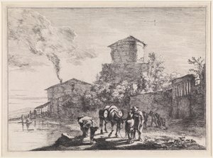 Menn og et muldyr ved Via Appia av Jan Both