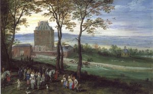 Erkehertug Albrecht og Isabella før Castle Mariemont av Jan Brueghel the Elder
