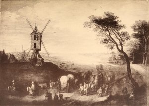 Landskap med vindmølle av Jan Brueghel the Elder