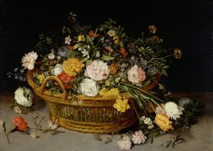 En kurv med blomster, sannsynligvis 1620-tallet.