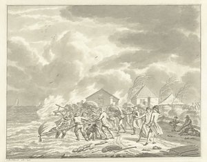 Oversvømmelsen av Diemerzeedijk nær Amsterdam, 1776 av Jan Bulthuis (signed by artist)