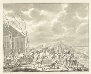 Oversvømmelsen av Diemerzeedijk nær Amsterdam, 1776 av Jan Bulthuis (signed by artist)