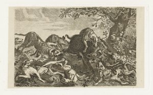 Hundejakt etter villsvin av Jan Cassiers