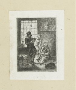 Interiør setter een gezin The Compleat Work of Etchings av John Chalon / Oeuvre Complette des Eaux Fortes av Jean Chalon (serietittel) av Jan Chalon
