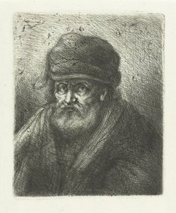 Gammel mann med skjegg og hatt av Jan Chalon