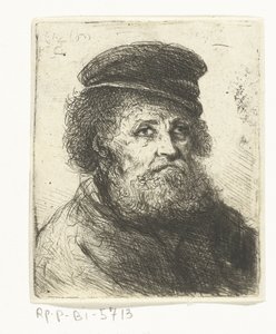 Gammel mann med skjegg og lue av Jan Chalon