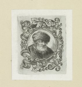 Oude mann møtte bonthoed i ornamentrand The Compleat Work of Etchings av John Chalon / Oeuvre Complette des Eaux Fortes av Jean Chalon (serietittel)