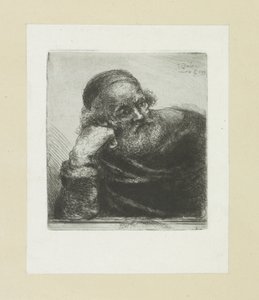 Gammel mann lener seg på høyre arm The Compleat Work of Etchings av John Chalon / Oeuvre Complette des Eaux Fortes av Jean Chalon (serietittel) av Jan Chalon