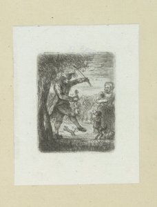 Straatmuzikant setter voldtekt i dans hond The Compleat Work of Etchings av John Chalon / Oeuvre Complette des Eaux Fortes av Jean Chalon (serietittel) av Jan Chalon