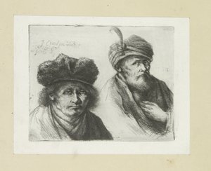 Twee mannen legger hakke i tulband The Compleat Work of Etchings av John Chalon / Oeuvre Complette des Eaux Fortes av Jean Chalon (serietittel) av Jan Chalon
